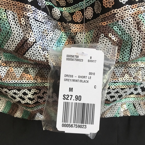 🛑 NOT FOR SALE: Turquoise metallic sequined strapless dress, NWT - Picture 6 of 6